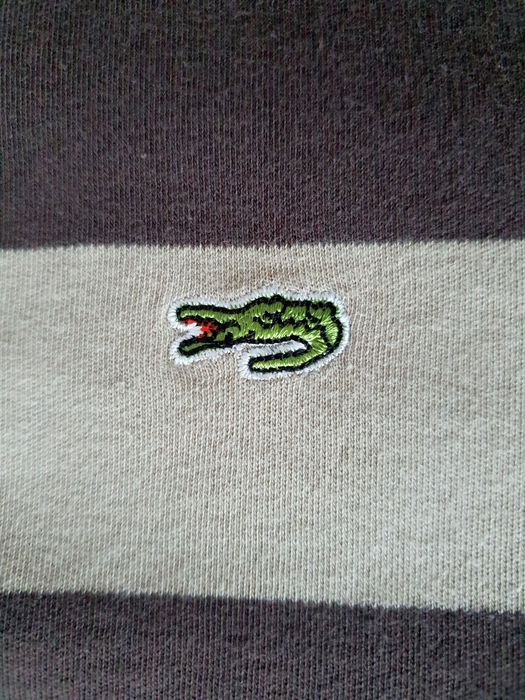 Top tricou Lacoste fara maneci,dama, femei dungi maro bej, bumbac premium elastic marime XS-M-L