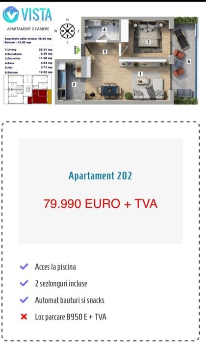 Apartament Mamaia Nord 71 mp SCHIMB