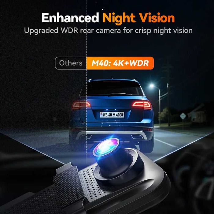 Wolfbox M40 4K + 1080p видео регистратор / dashcam - Wi-Fi, GPS, 64GB MicroSD карта