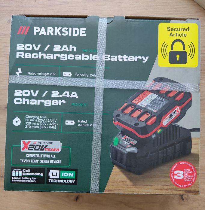 Set acumulator + încărcător PARKSIDE X20V Team – Sigilat, 3 ani garanț