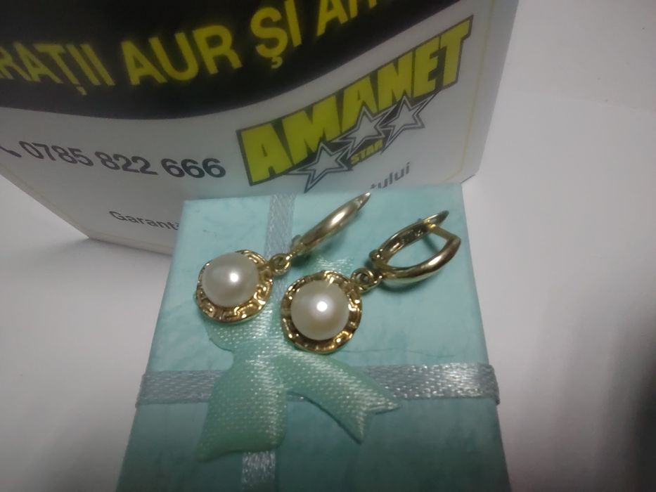 Cercei perla din aur 14k(efn)