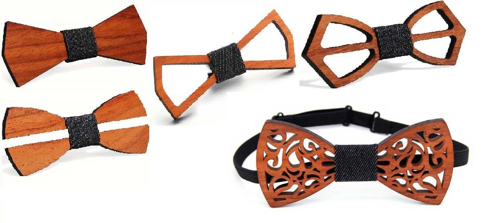 Дървена папионка аксесоар за мъж дете - 11 модела с подаръчна кутия