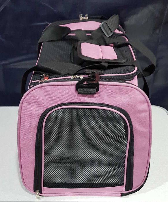 Geanta pentru transport animale mici , pliabil,50x34x34cm, Roz