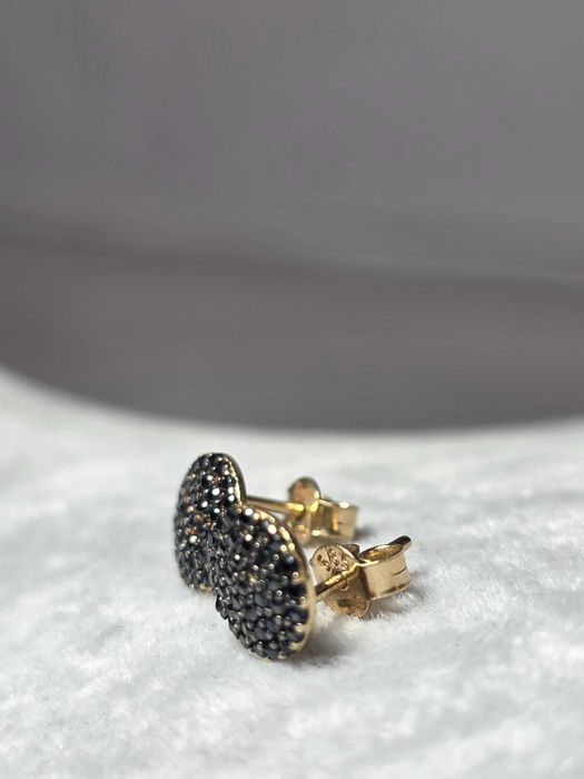 Cercei Aur 14K cu Zirconii Negre | Eleganță Modernă și Strălucire Rafinată
