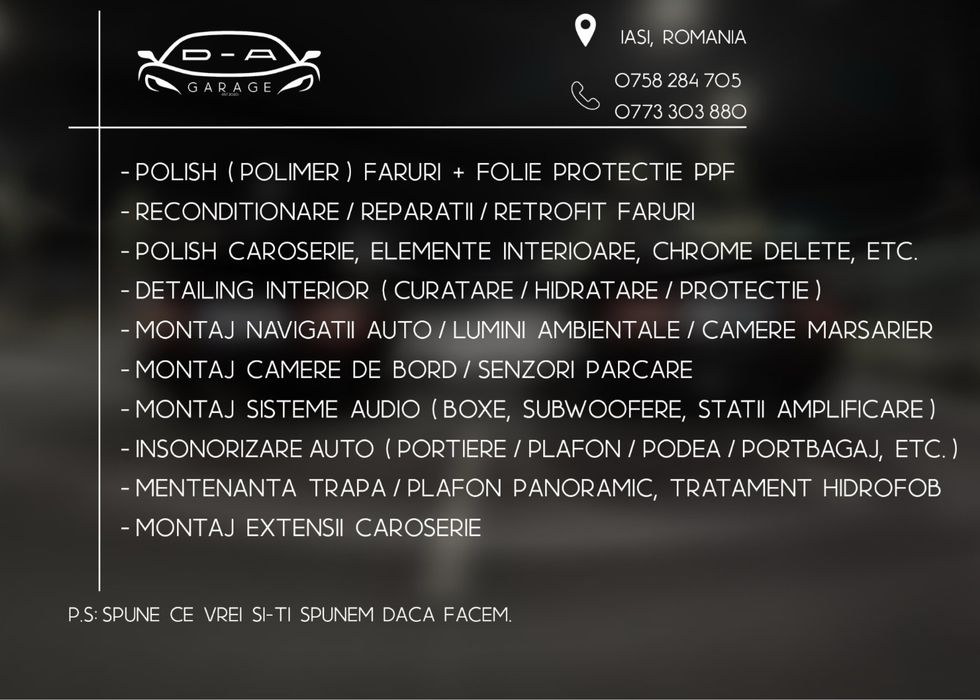 Polish faruri / Aplicare folie de protectie PPF / Montaj navigatii