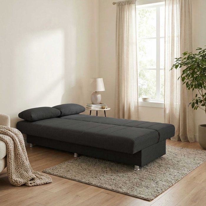 Canapea extensibilă Economix, 3 locuri, gri închis, 190*88*82