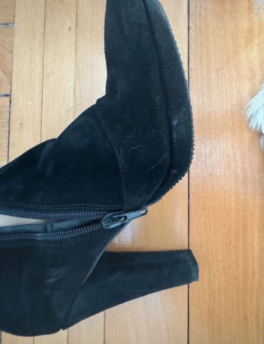 Cizme piele întoarsă, interior exterior, înălțime toc 10 cm