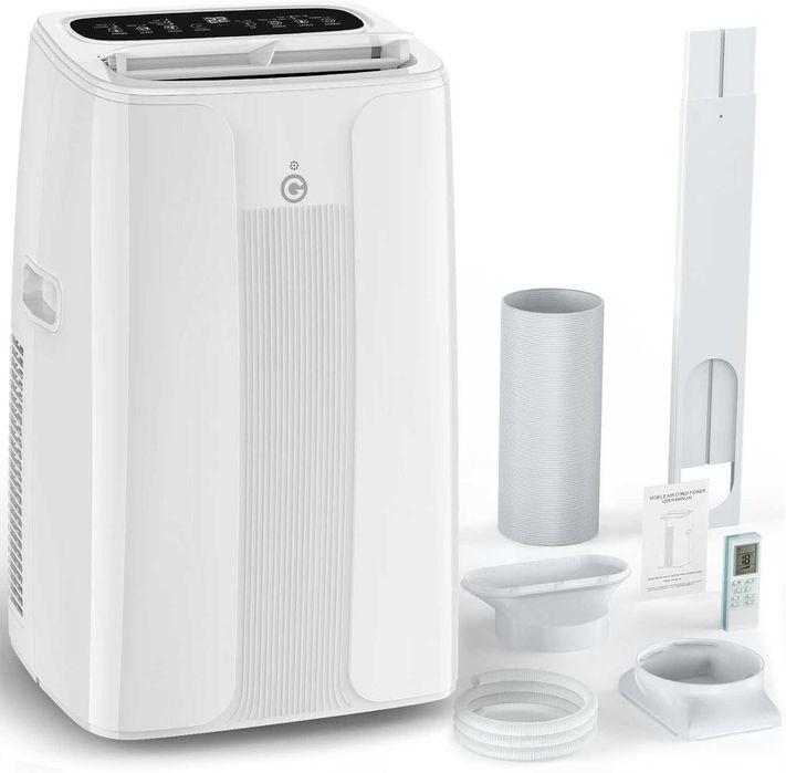 Aparat de aer condiționat portabil 3-în-1 KGOGO 12000 BTU, funcții de răcire, dezumidificare și circulație a aerului, afișaj LED și telecomandă
