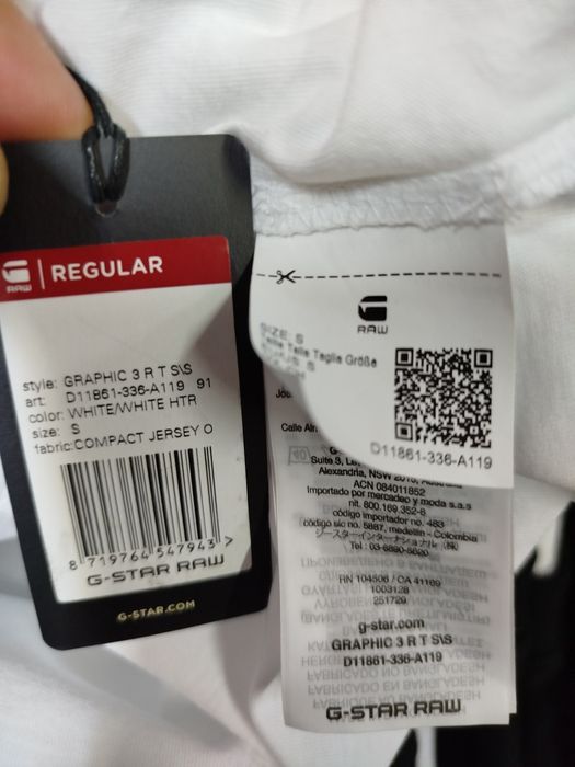 Оригинална тениска G-Star Raw Graphic 3 S  нова мъжка бяла футболка