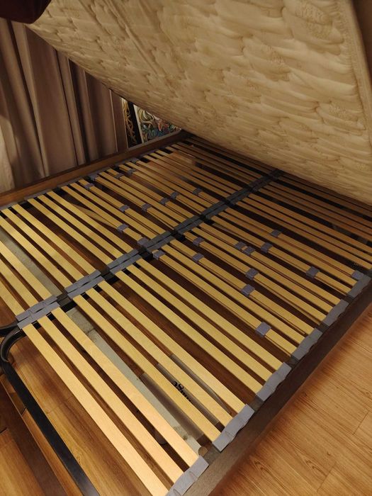 Vand cadru de pat + somiera, foarte solid, culoare wenge, 200 x 160 cm