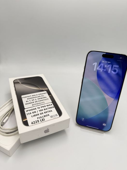 Iphone 16 pro max  256GB / 100 baterie Cod 3167