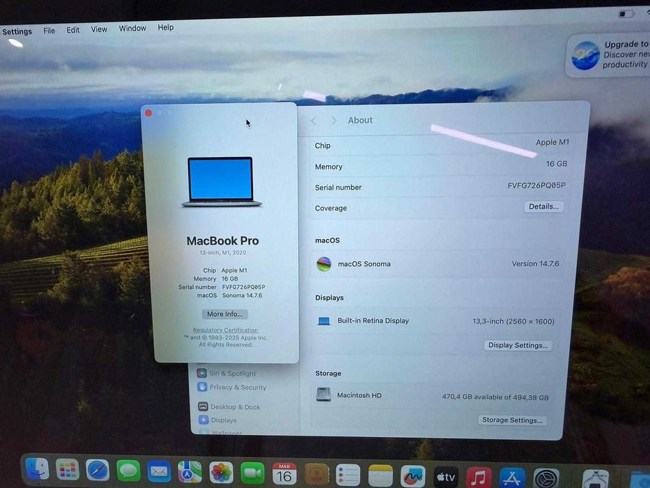 MacBook Pro M1 2020 – 16GB RAM – 512GB SSD –