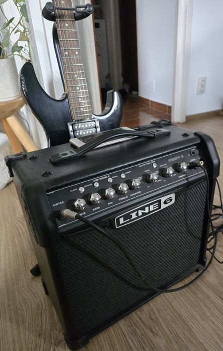Kit complet Chitară electrică Yamaha ERG121 (+husă) + amplificator Line 6 Spider IV 15 + căști jack