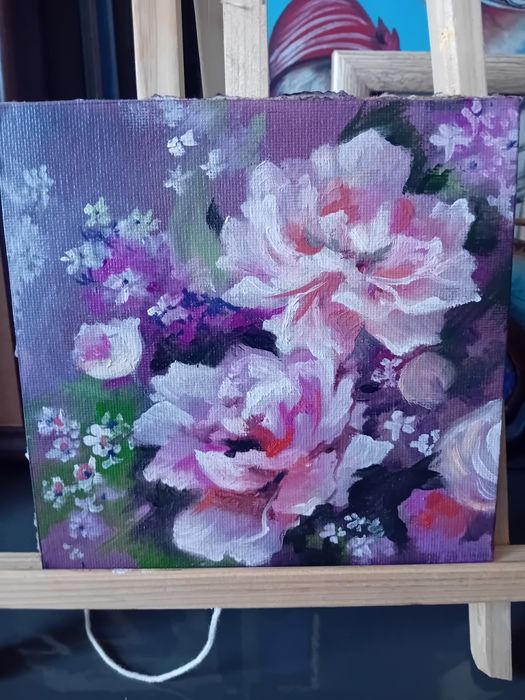 Картина " сирень"20х40 масло,  платно