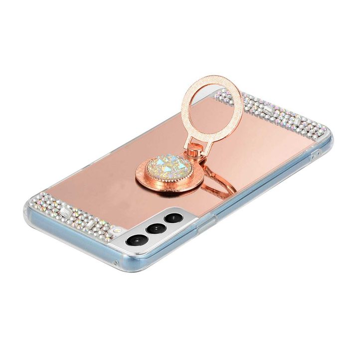 Husa oglinda, pietricele, inel pentru Samsung Galaxy S21 , S21 FE 5G