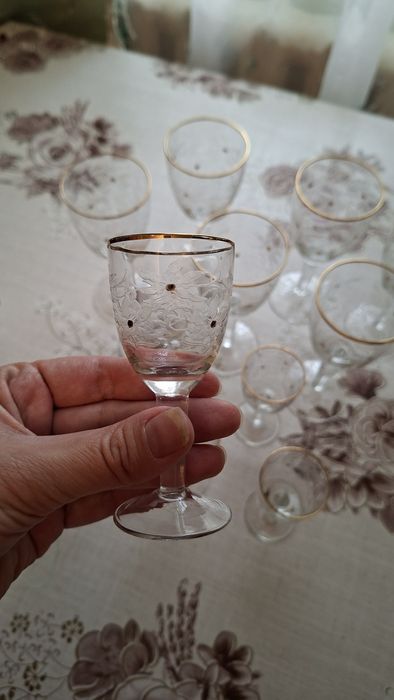 6 фужеров и 6 рюмок из Богемского стекла
