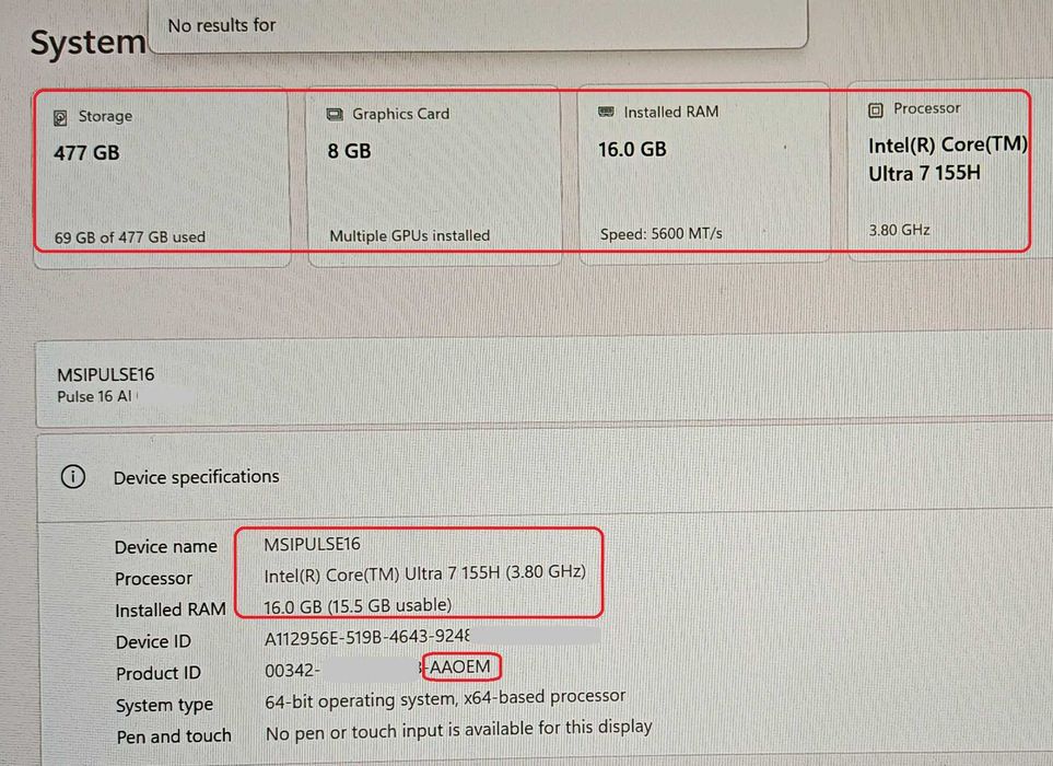 MSI Pulse 16 AI/Ultra 7 155H/RTX 4070 8GB/16GB RAM/512GB SSD/QHD 240hz