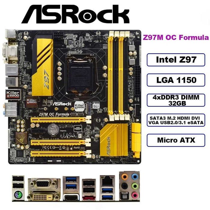 Дъно Дънна платка AsRock Z97M OC Formula 1150 DDR3 OVERCLOCK