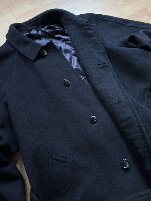 Overcoat balmacaan palton pardesiu Yves Saint Laurent wool navy