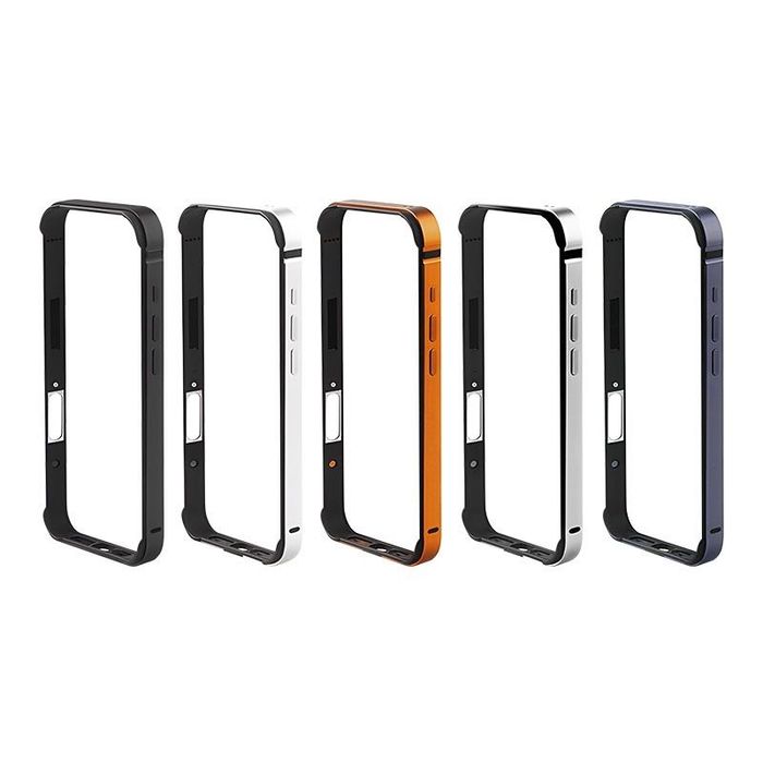 Carcasa Bumper COTECi Premium din aliaj de aluminiu, subtire, pentru iPhone 17 Pro Max Orange si Silver