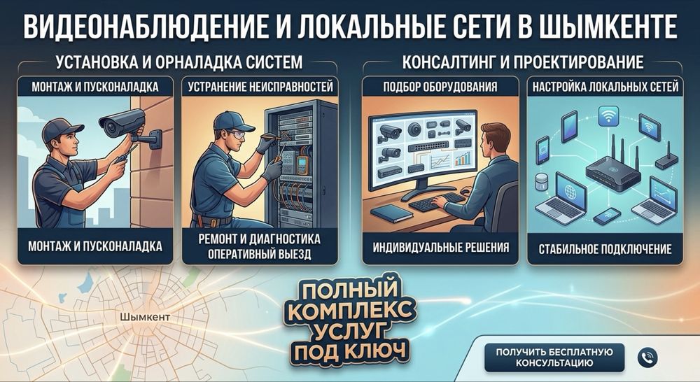 Видеонаблюдение/Локальные сети в Шымкенте. Монтаж и ремонт