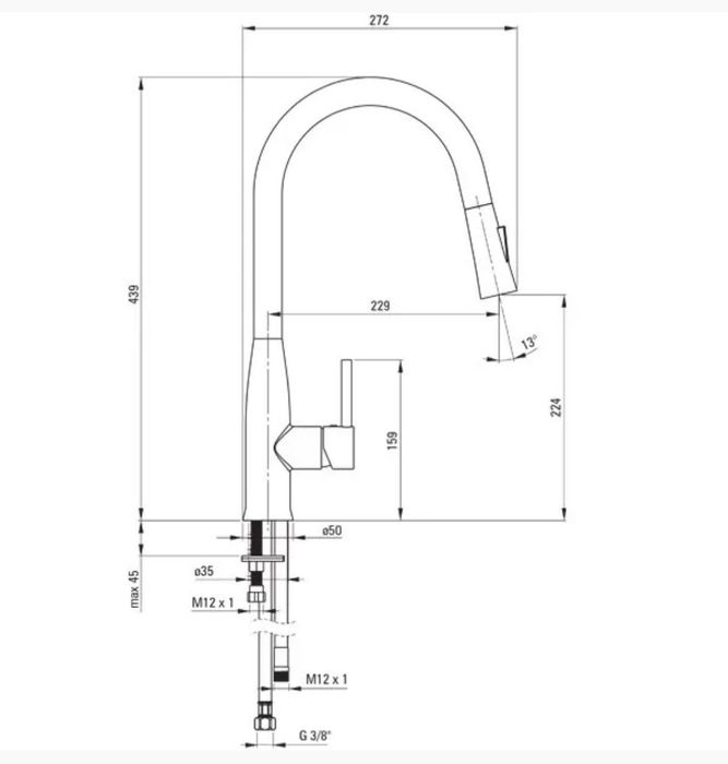Бял смесител за кухня с изтеглящ се чучур Lukrecia - Deante