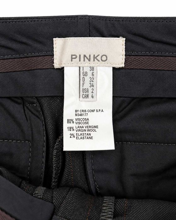 Costum damă Pinko S, sacou cambrat + pantaloni evazați, lână & viscoză, gri antracit