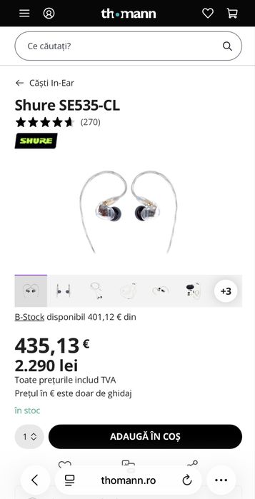 Casti In-Ear Shure SE535-CL