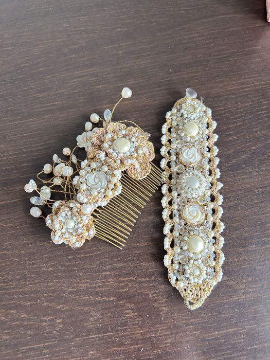 Set bijuterii lucrate manual cu fir de aur