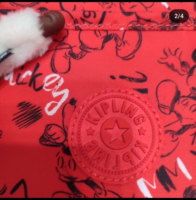 Красная Сумка Kipling с обезьяной