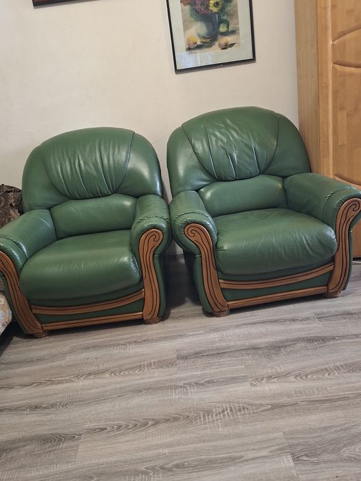 Fotolii piele naturala verde ,masiv  1000 BUC