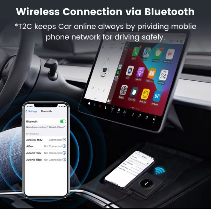 T2C Carlinkit Wireless CarPlay Adapter For TESLA cars
