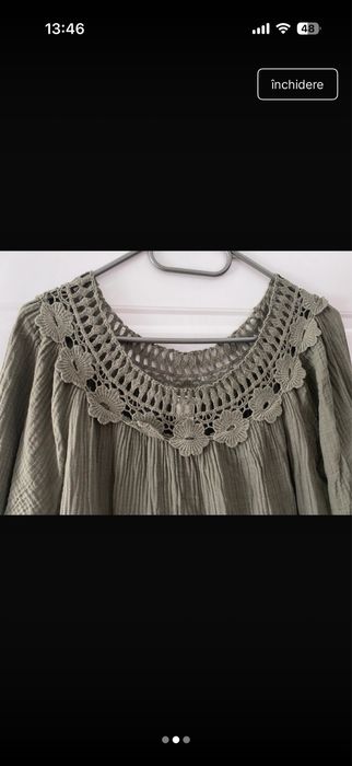 Rochie kaki cu broderie