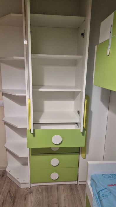 Dormitor complet copii, paturi supraetajate, saltele incluse