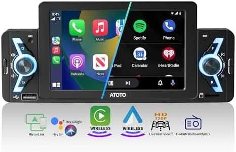 Ново ATOTOEXCEL 5" Едно-Дин Стерео с Безжичен Carplay/Android Auto