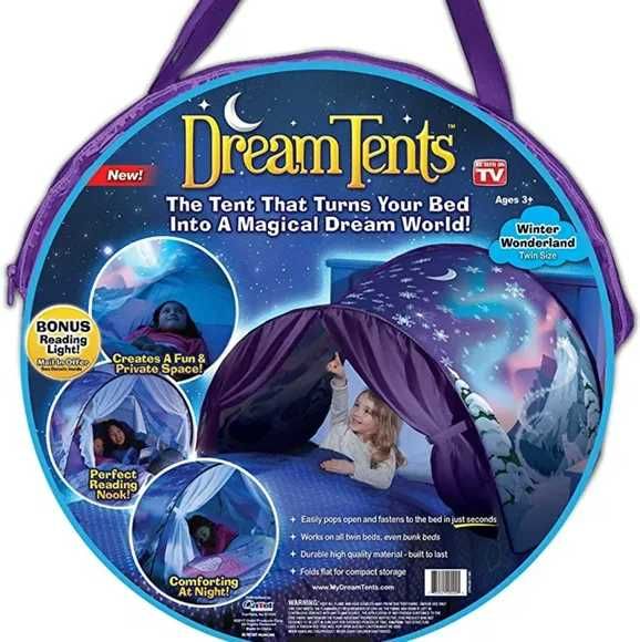 Светеща Детска палатка за легло с дистанционно, за игра, Dream Tents