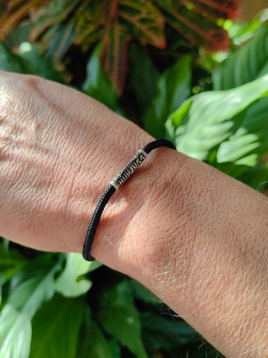 Православна гривна от сребро и шнур, мъжка гривна, дамска гривна