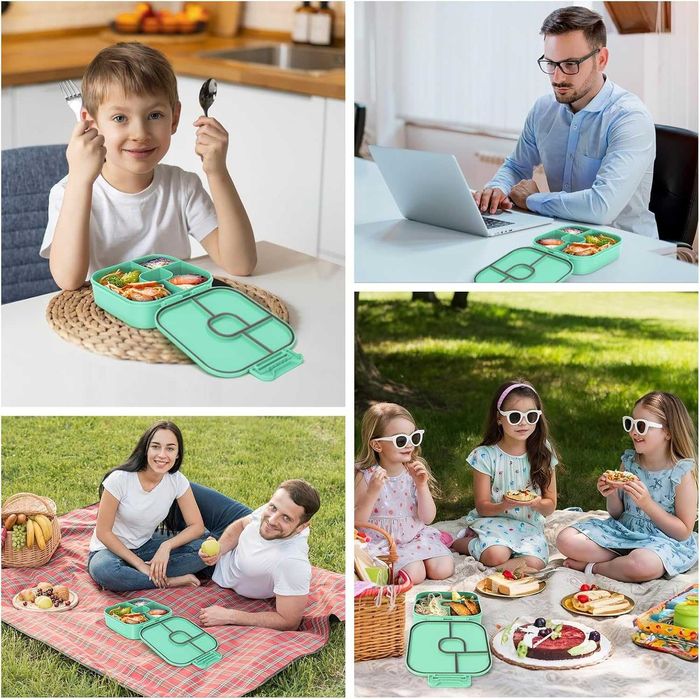 Bento Box, Кутия за обяд с 4 отделения, 800мл матирана и непропусклива