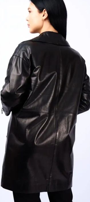 Кожаный плащ тренч