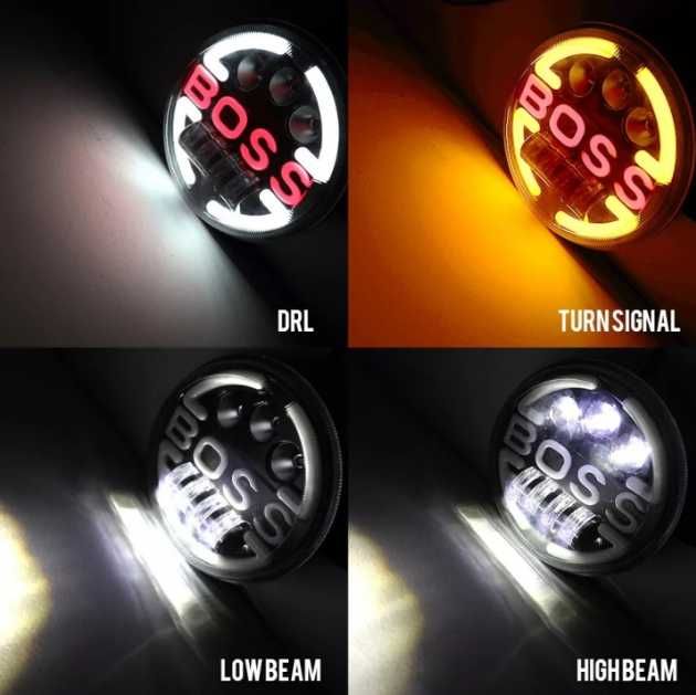 LED фар 7" инча 18см 12V-24V 6500lm за АТВ джип мотоциклет камион и др