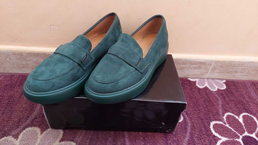 Зелени  дамски мокасини