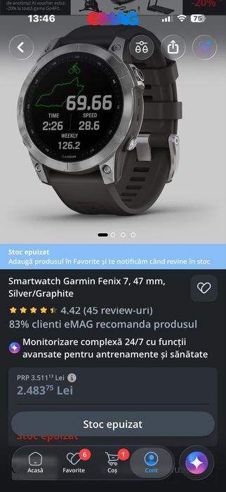 Ceas de mana Garmin