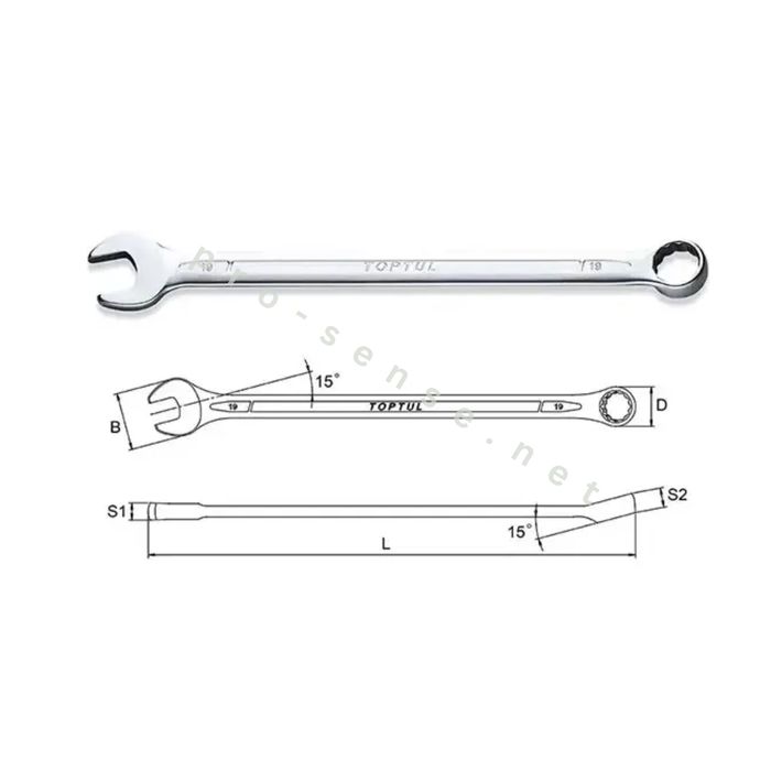 Екстра Дълги Звездогаечни Ключове 10-19мм 10 части с наклон TOPTUL