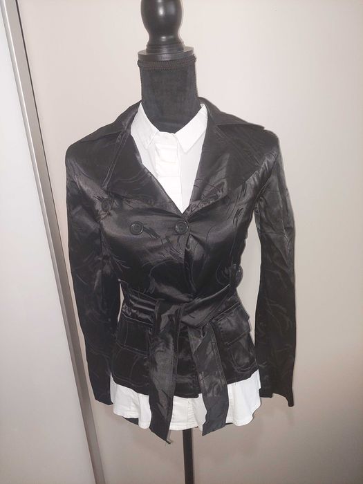 Jacheta/sacou negru stil office/elegant satinat cambrat