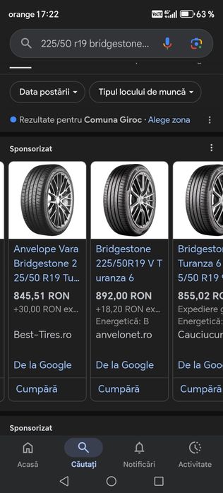 225/50 R19 Bridgestone Turanza6 anv NOI cu buză pt jante