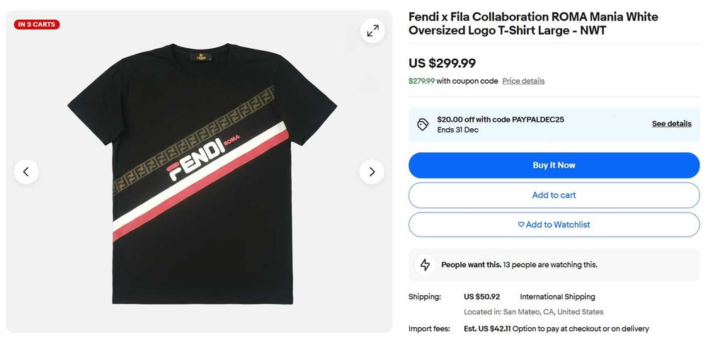 Tricou Fendi - Roma White/Red Regular