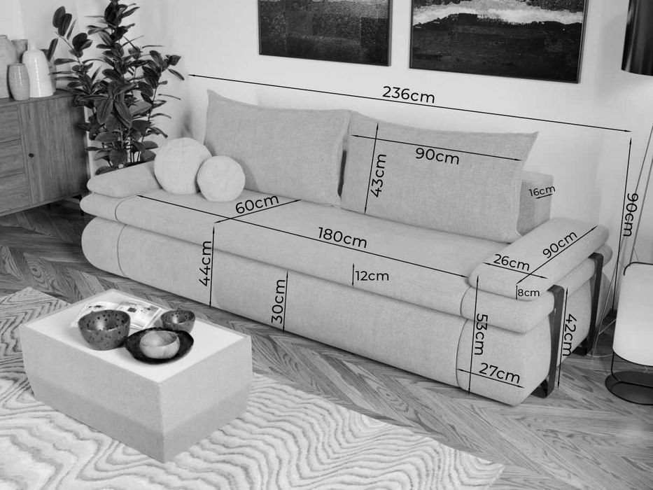 Canapea Extensibila Molly Gri Inchis