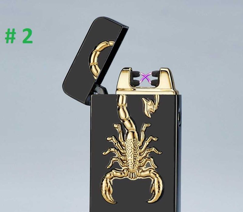 Двойно плазмена USB запалка! Метална! ЛЪВ СКОРПИОН Орел Дракон