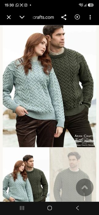Pulovere lana merinos unisex noi Aran craft irlanda