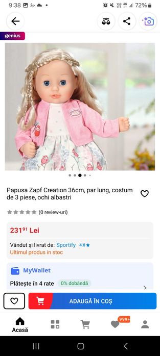 Produs NOU! CUTIE SIGILATA! Papusa Baby Anabell Zapf Creation